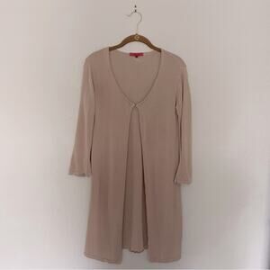 Long Sweater Jacket Flowy Neutral Tan